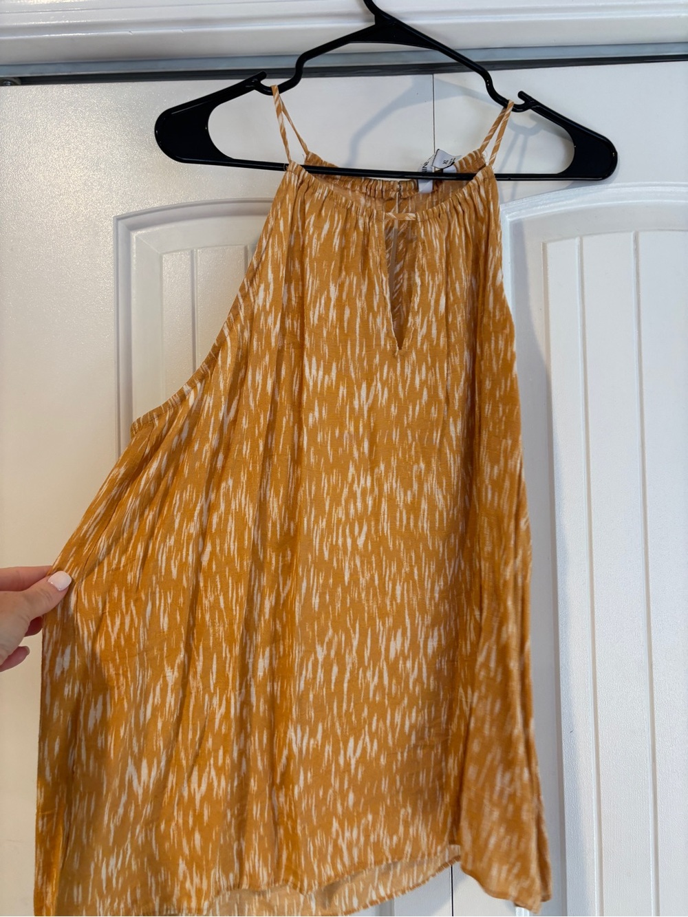 Nine West Mustard Yellow Patterned Halter Cami